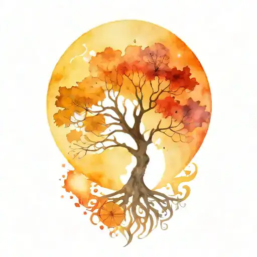 Tree Of Life And Sun And Moon