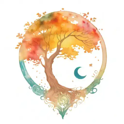 Tree Of Life And Sun And Moon