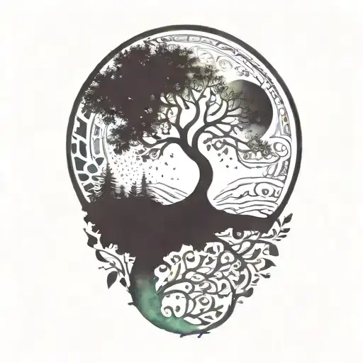 Tree Of Life And Sun And Moon