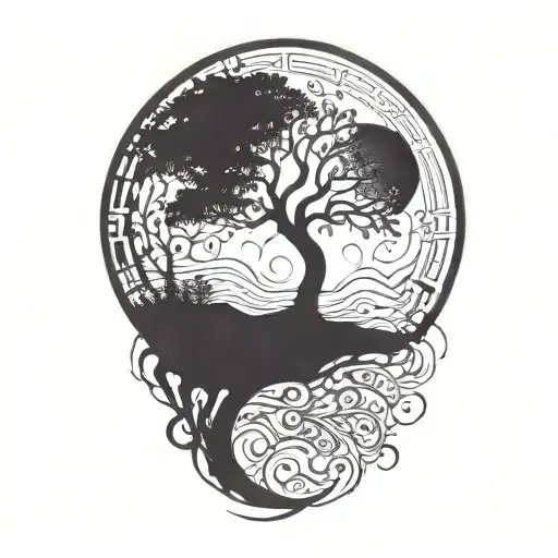 Tree Of Life And Sun And Moon