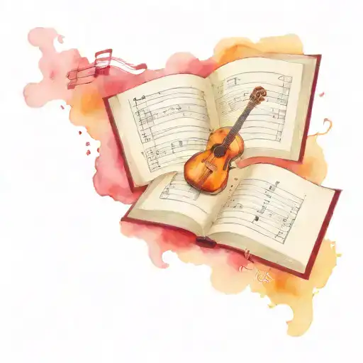 Books And Travel And Music Notes Floating