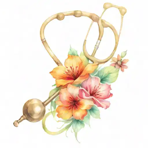 Flowers With A Stethoscope And A Scalpel As A Symbol