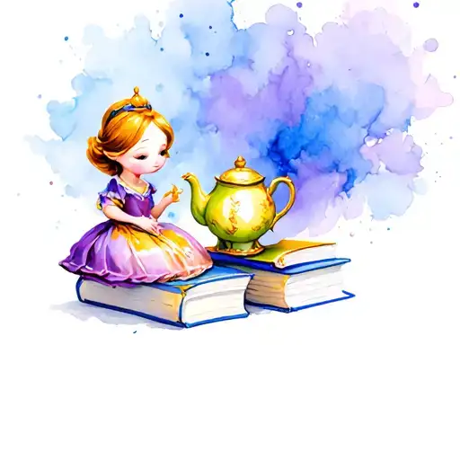 Mrs Potts And Chip Sitting On Books