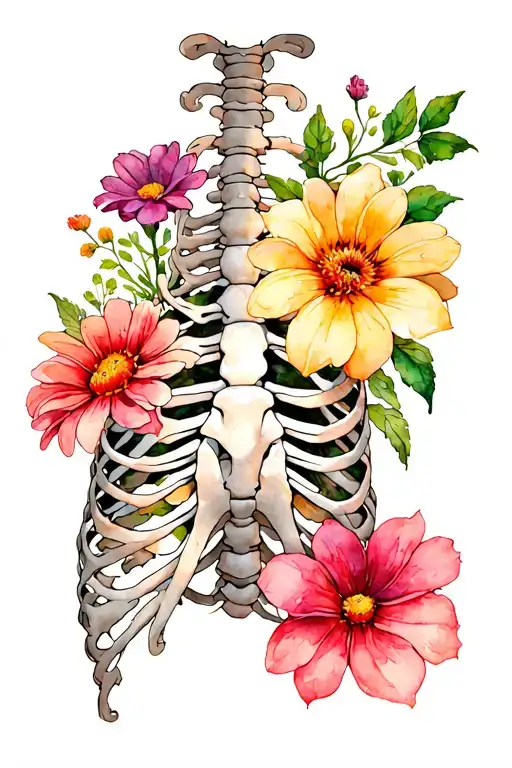 Rib Cage With Flowers Growing