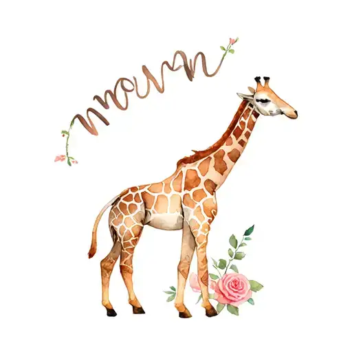 Giraffe And Roses Mom