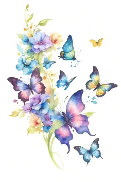 Flower And Butterflies Flying