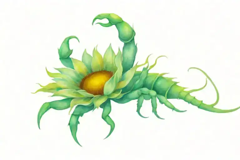 Scorpion With Sunflower Blooming