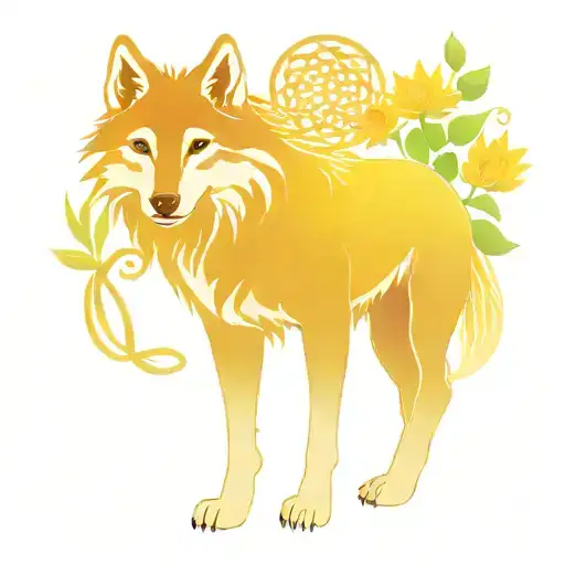 Celtic Knot Wolf Sunflowers