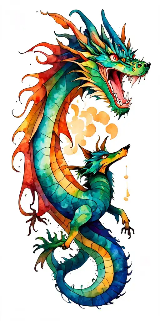 Dragon And Dog Howling