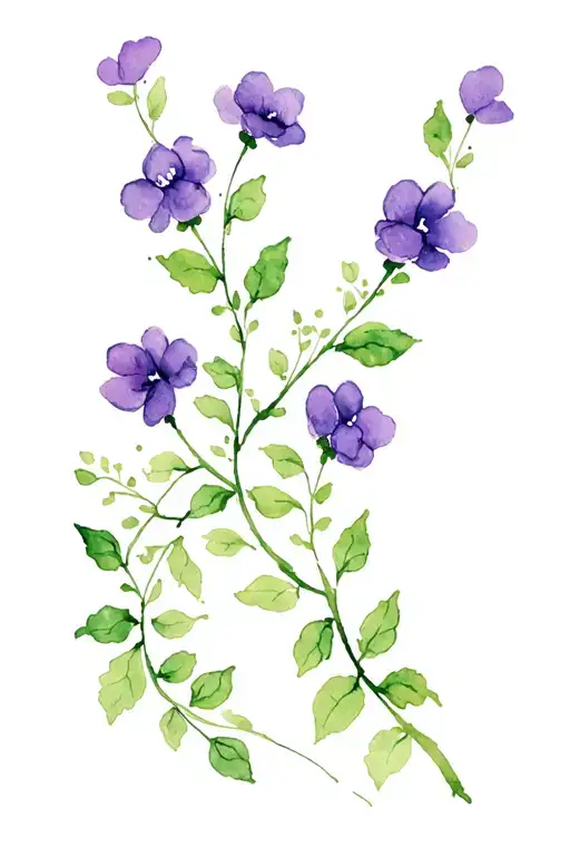 Green Vines With Purple Flowers