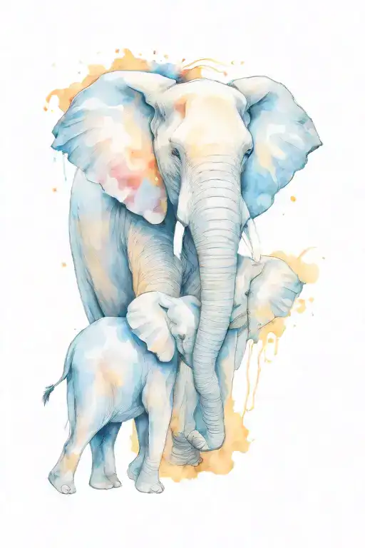 Mother Elephant Holding Each Other
