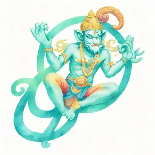 Hanuman Weapon With Om Symbol Surrounded
