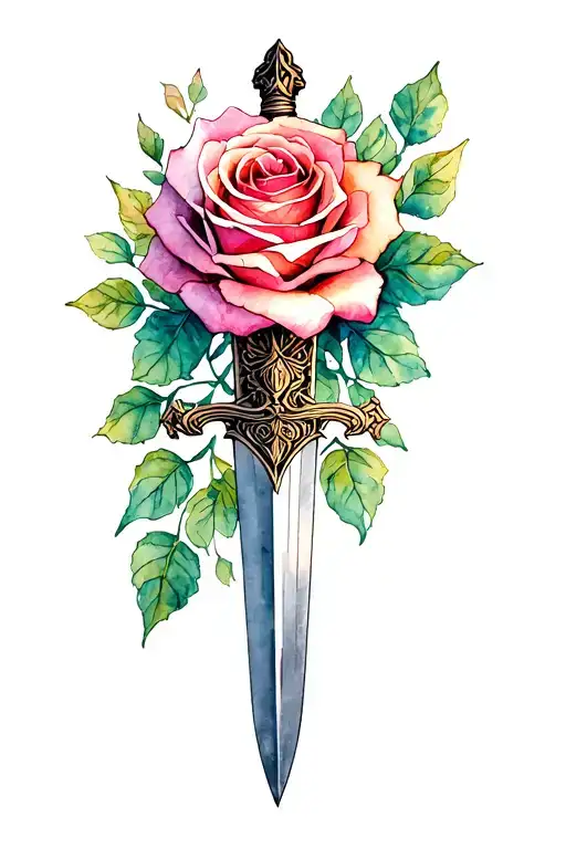 Dagger With Roses Entwined