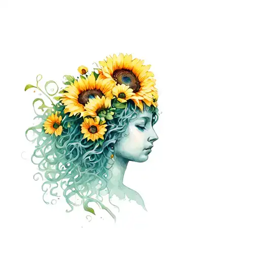 Medusa With Sunflowers Emerging