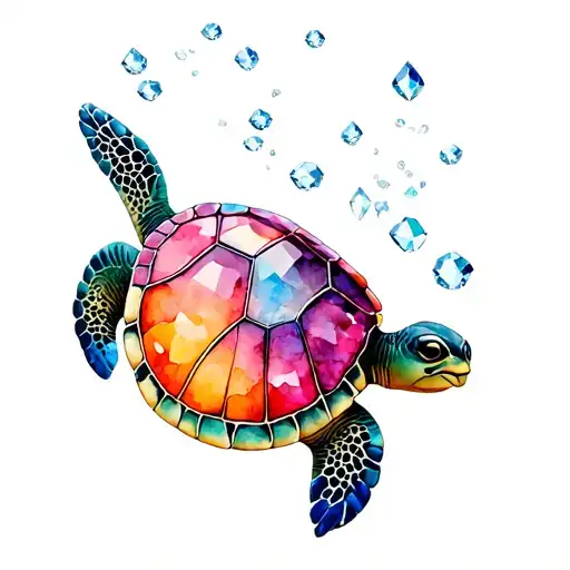 Swarovfski Crystal Turtle Swimming