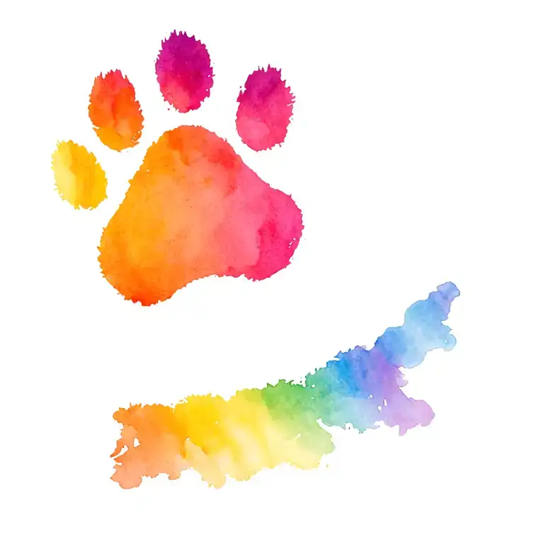 Rainbow Ankle Band And Paw Print