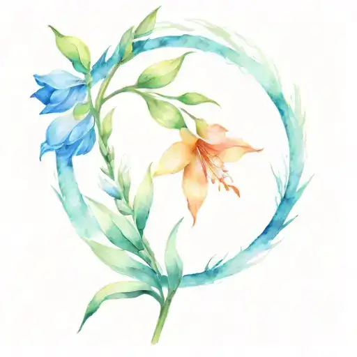Willow Branch And Gladiolus Flowers
