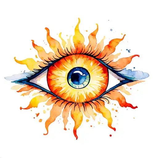 Eye And Sun Combined Together