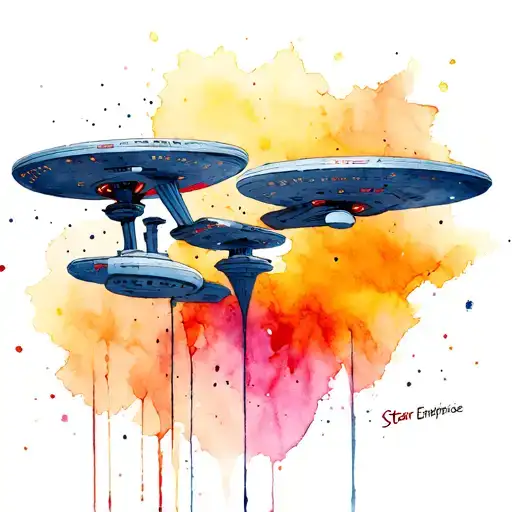 Watercolor Star Trek Enterprise 1701 D