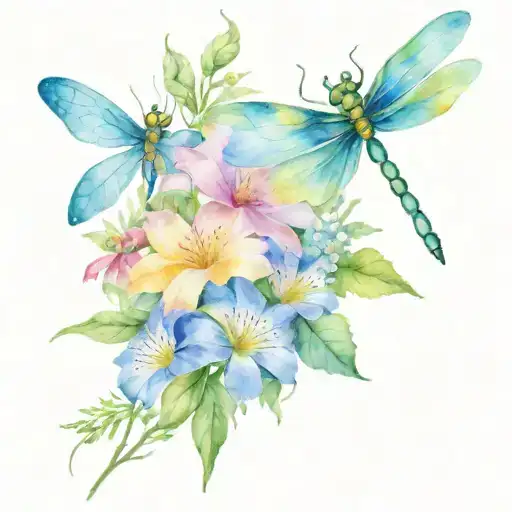 Dragonfly Morning Glory Daisy Bouquet Tied