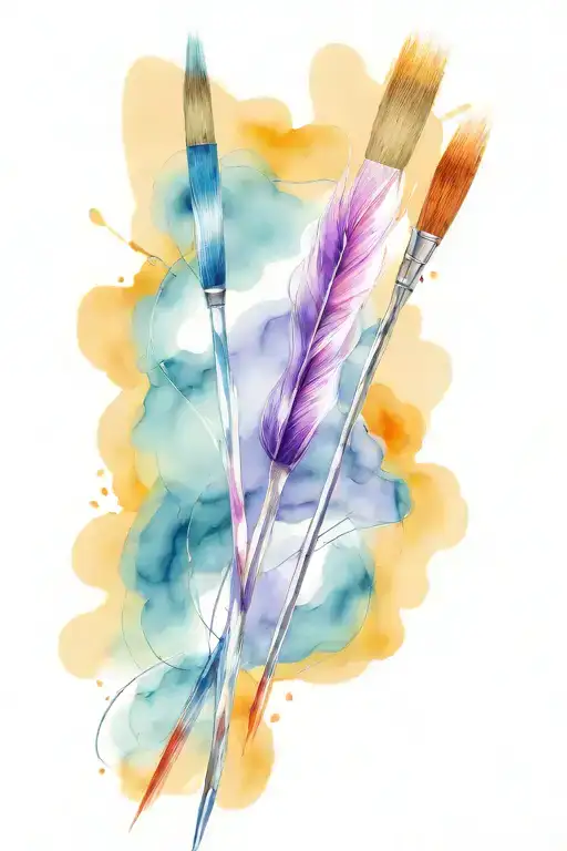 Paint Brush And Abstract Lines