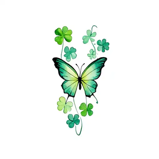Butterfly And Shamrock Intertwined