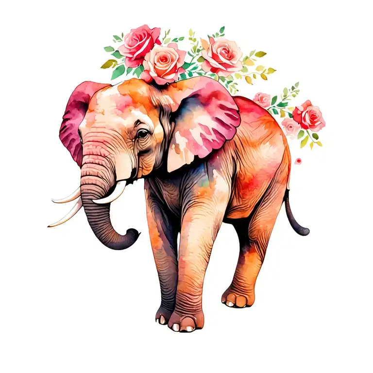 Elephant With Roses