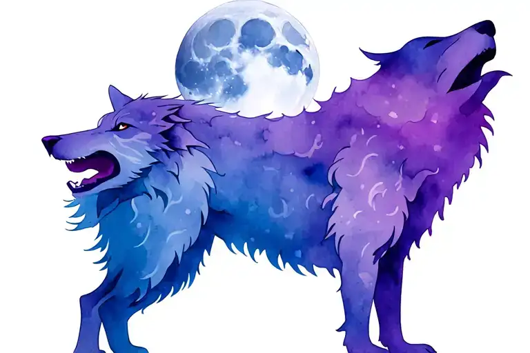 Celtic Wolf Howling At The Moon