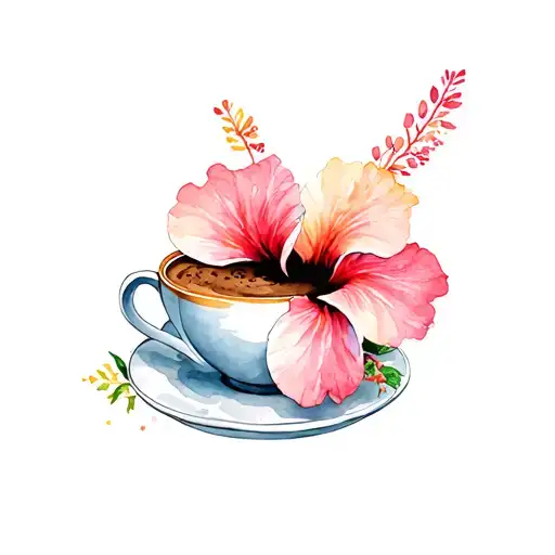 Coffee With Hibiscus Flower