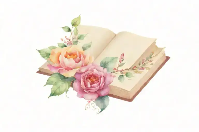Magic Book Surrounded By Bold Floral