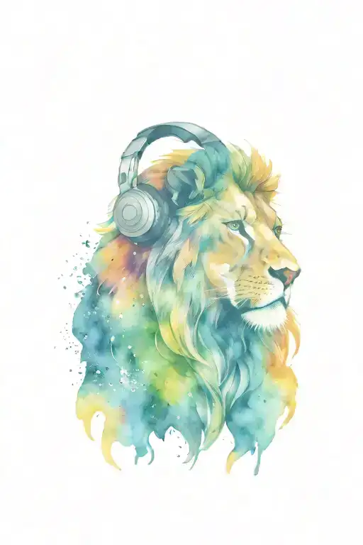 Lion Wearing Headphones