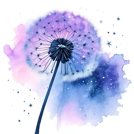 Dandelion Seeds When Blown Turning Into Galaxy Filled With Stars