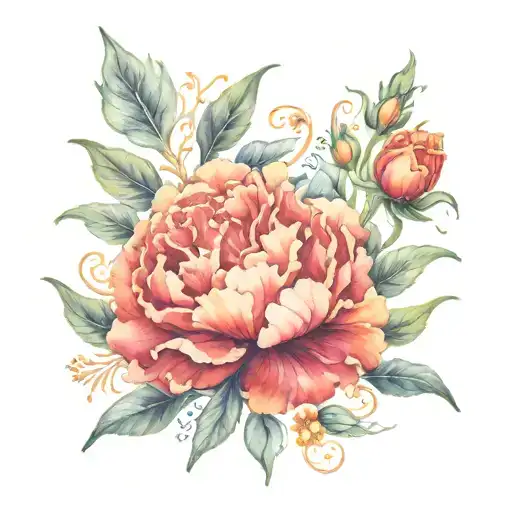 Carnation And Marigold And Knot Intertwined