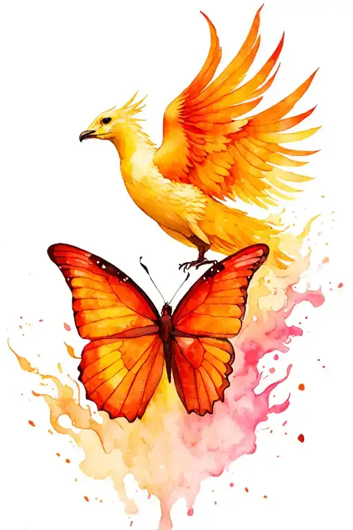 Butterfly And Phoenix Rising From The Ashes