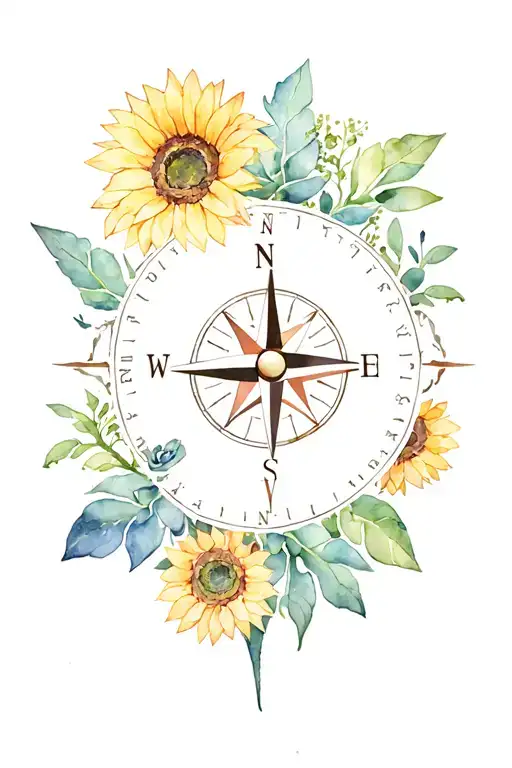 Compass And Sunflowers Succulents Arranged