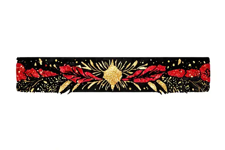 Black And Red With Gold Glitter Dainty Womens Neck Choker