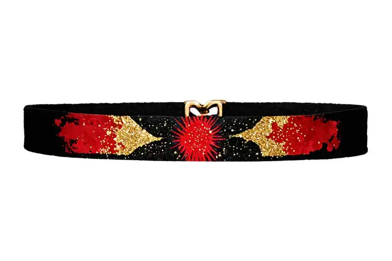 Black And Red With Gold Glitter Dainty Womens Neck Choker