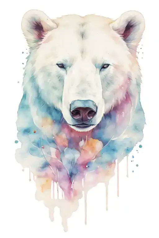 Blue Polar Bear With Peace Signs All Over Its Body