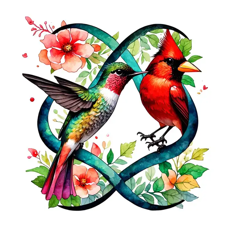 Hummingbird And Cardinal Infinity Symbol