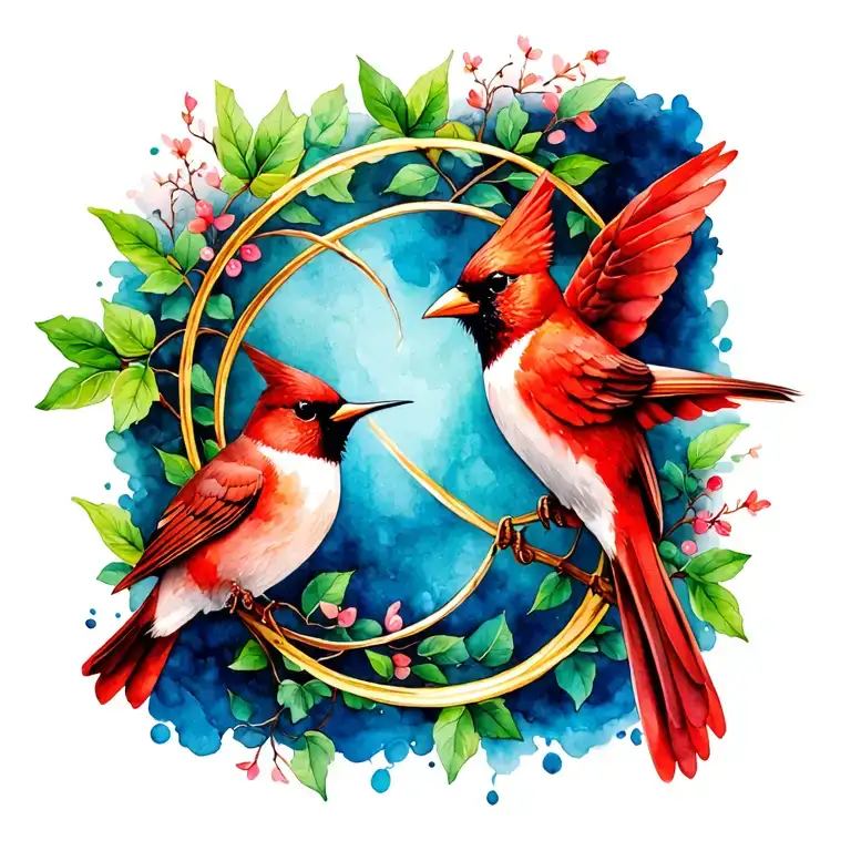 Infinity Symbol With Cardinal And Hummingbird And Vines