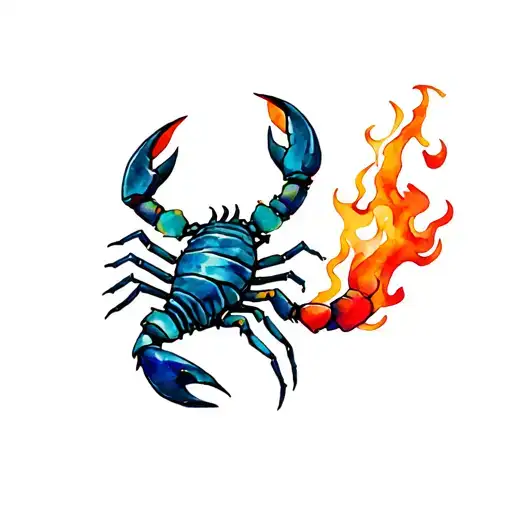 3D Scorpio On Fire Rising