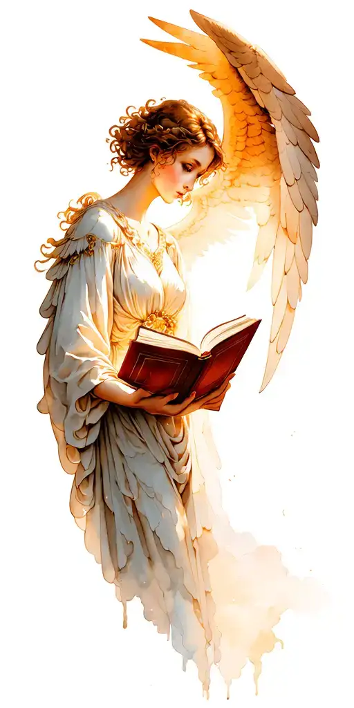 Dark Angel Holding Open Book Surrounded
