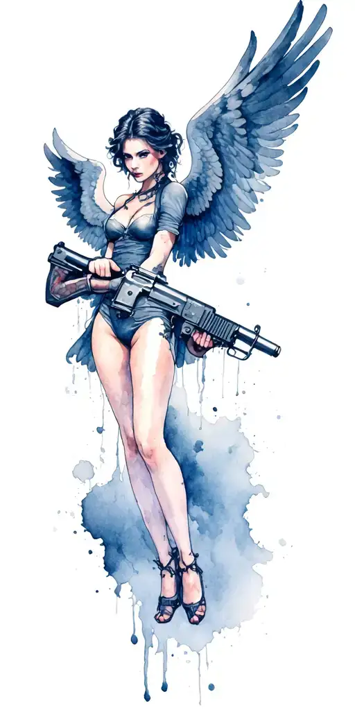 Dark Angel Holding A Gun