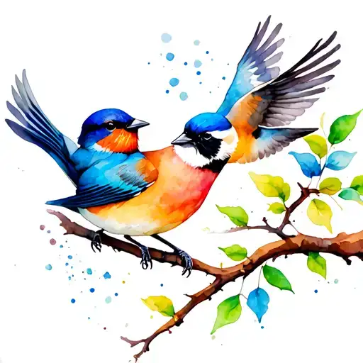 Glock Who Shoots A Ball And A Colorful Sparrow Flies Away From A Branch