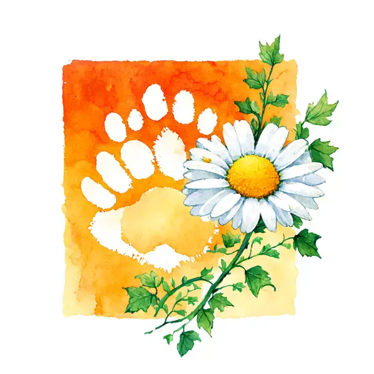 Daisy With Paw Print And Ivy Vines