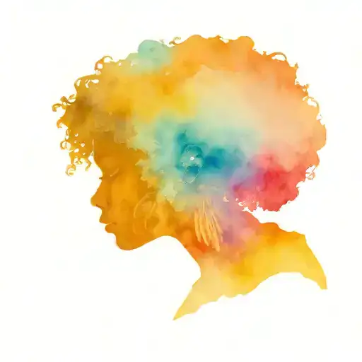 Afro Woman Silhouette Being Filled With Colour