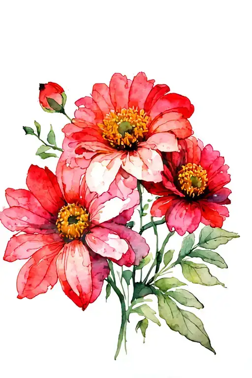 Mums Flower Intertwined Crimson Red Sleeve