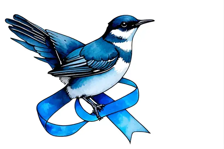 House Martin With Colon Cancer Ribbon Intertwined