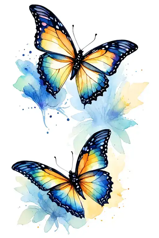 Two Butterflies Fluttering