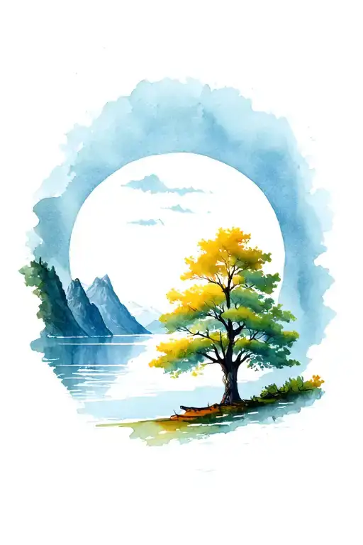 Lake Cliff Mountain Tree Daughter Wife